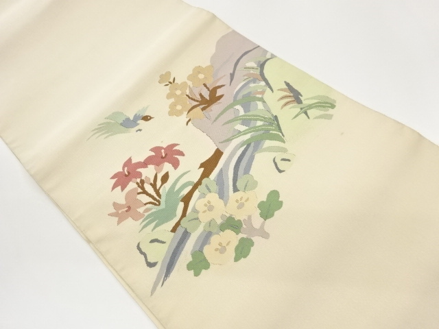 JAPANESE NAGOYA OBI / WOVEN FLORAL PLANTS